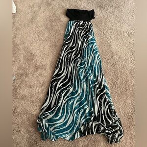 Elegant Black and Blue Zebra Print dress